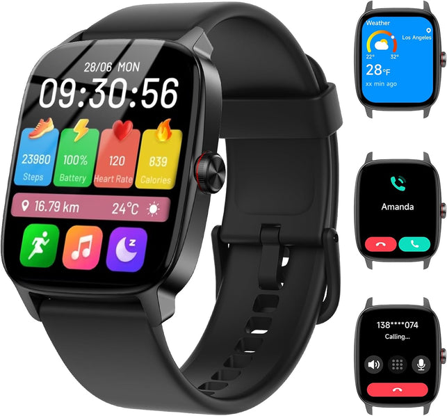 Smart Watch for Men Women with Bluetooth Call & AI Voice, 1.85" HD Fitness Tracker with Heart Rate Spo2 Sleep Monitor, 100+ Sports Modes, Mini Games, IP68 Waterproof Smartwatch for Android Ios Phones