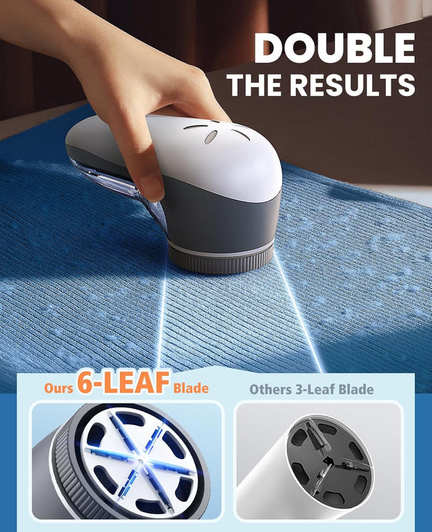 POPCHOSE Fabric Shaver, Lint Remover for Clothes, Electric Lint Shaver with 6-Leaf Blades, Sweater Shavers to Remove Pilling for Clothing, Couch, Furniture, Fuzz, Lint Ball, Pillings, USB Rechargeable