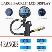 Digital Tire Pressure Gauge with Inflator, 250 PSI Air Chuck and Compressor Accessories Heavy Duty with Quick Connect Coupler, 0.1 Display Resolution for Car, SUV, Truck, Motorcycle, RV