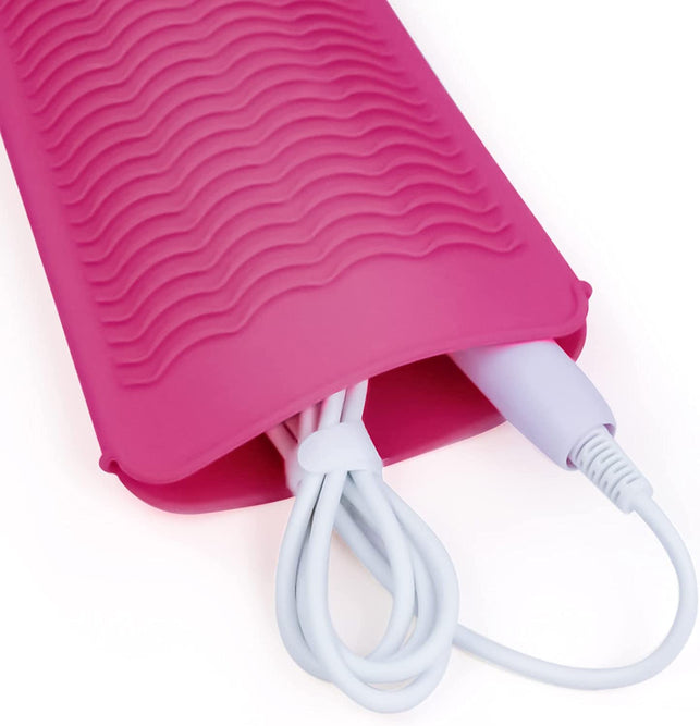 1Pack Silicone Heat Resistant Mat Pouch for Hair Straightener, Curling Iron, Flat Iron and Hot Hair Tools Pink