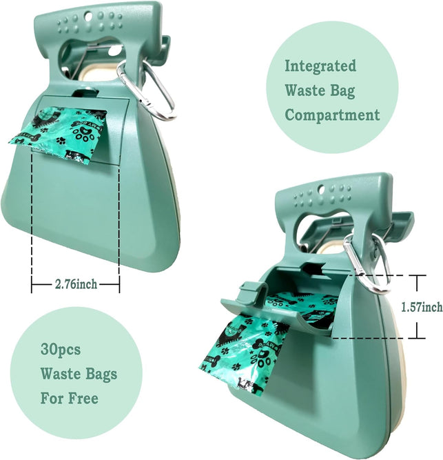 Jondarla Pooper Scooper, Portable and Handheld Size for Walking Large and Small Dogs outside Yard or Travel Outdoors, Pup Poop Scoop with Container and 30Pcs Pet Waste Bag Attachment