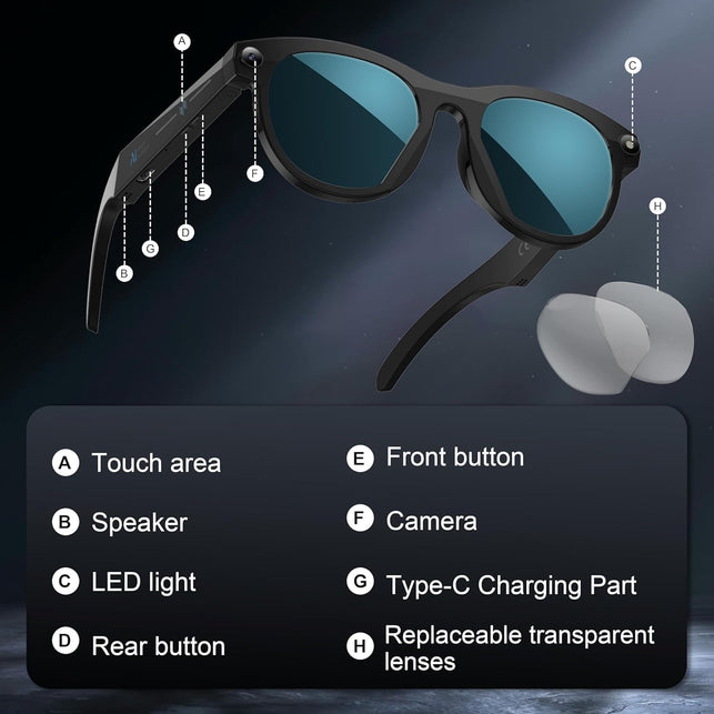 AI Smart Glasses with 1080P Camera and Real-Time Translation