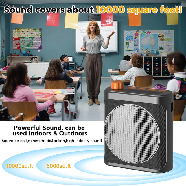 Voice Amplifier Wireless Microphone for Teachers/Classroom/Yoga/Meeting,Portable Bluetooth Speaker with 2Pcs Clip-On Magnetic Wireless Lavalier Lapel Microphones Mini Megaphone Speaker PA System Black