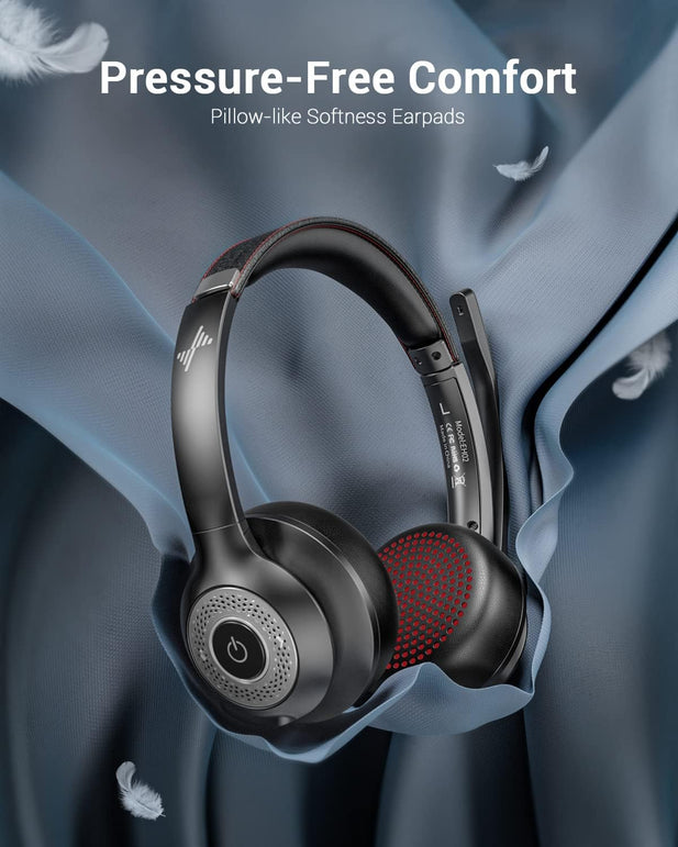 Wireless Headset with AI Noise Cancelling Microphone Bluetooth Headset - Bluetooth V5.2 Headphones with USB Dongle & Mic Mute for Computer/Laptop/Pc/Iphone/Android/Cell Phones/Zoom