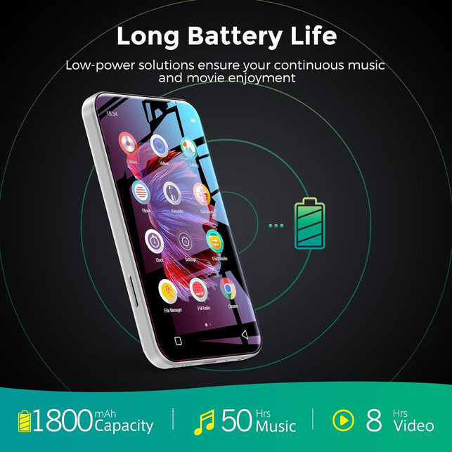 72GB Wifi Mp3 Player with Bluetooth, TIMMKOO 4.0" Full Touch Screen Mp3 Mp4 Player, Portable Hifi Sound Walkman Digital Music Player with FM Radio,Recorder, Ebook,Clock, Browser (White)