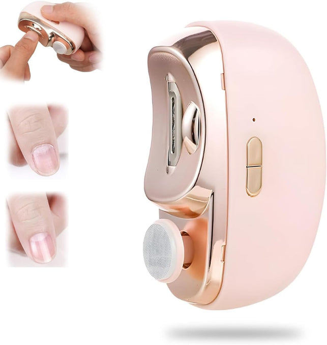 Electric Nail Clipper with LED Light, 2-Speed Automatic Nail Trimmer and Polisher, USB-C Charging, Child Safety Lock for Babies, Adults, Seniors, Pink