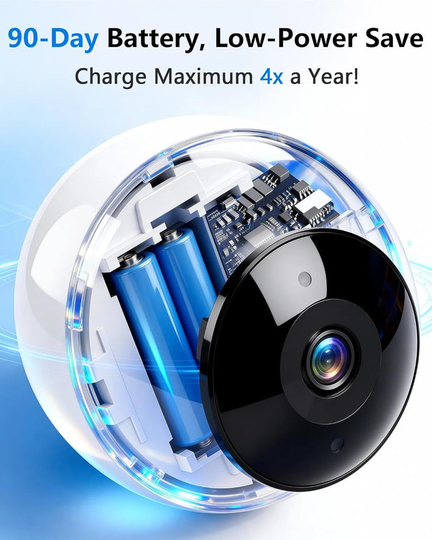 Security Camera Outdoor Wireless Indoor 2K Magnetic, Wifi Battery Powered, Motion Detection, 2-Way Talk, Color Night Vision, Waterproof