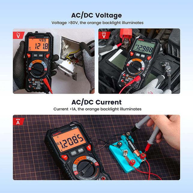 KAIWEETS HT118E Digital Multimeter TRMS 20000 Counts with Higher Resolution Auto-Ranging Voltmeter Accurately Measures Voltage Current Resistance Diodes Continuity Duty-Cycle Capacitance Temperature