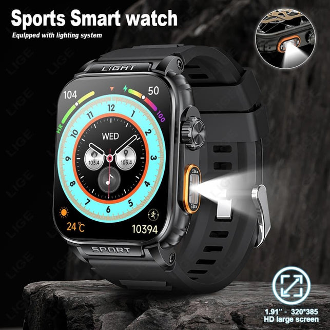 Zodvboz Military Smart Watches for Men(Answer/Make Calls) with LED Flashlight 6-8M,430Mah Extra Long Life Battery,1.91’’ HD IPS Display 72+Sport Mode 5ATM Waterproof Sports Smartwatch for Android Ios