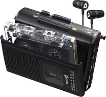 KLIM K8 Cassette Tape Player Portable with F1 Headphones - Cassette Recorder - NEW Version - AM/FM - Built-In Microphone & Speaker - Headphone Jack & Earphones - Black