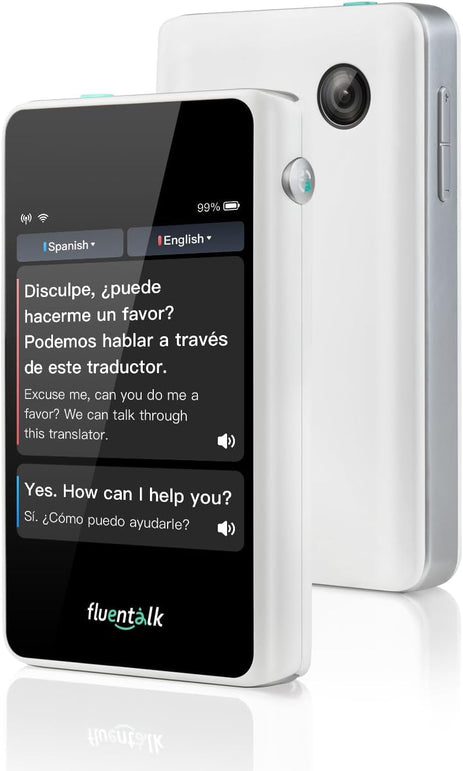 Fluentalk by Timekettle, T1 Mini Translator Device No Wifi Needed, Built in 1-Year Global Mobile Data, Supports 36 Languages and Photo Translation, Instant Language Translator for Travelling White