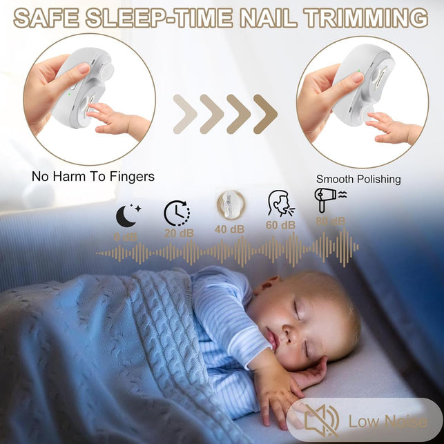 Electric Automatic Nail Clipper with Light & 2 Speeds,Fingernail Cutter and File 2 in 1 Design, USB Rechargeable Safety Fingernail Trimmer for Baby, Kids, Seniors and Adult (White)