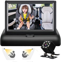 Baby Car Mirror,Hd Night Vision Function Display, Safety Car Seat Mirror Camera Monitored Mirror with Wide Crystal Clear View, Aimed at Baby, Easily Observe the Baby’S Move (4.3Inches)