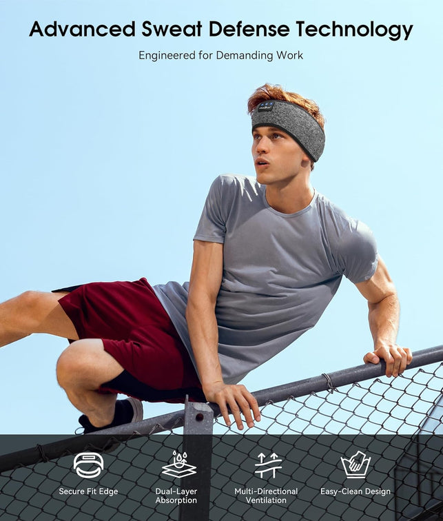 MUSICOZY Sleep Headphones Bluetooth Sports Headband, Wireless Music Headband Headphones, IPX6 Waterproof Headphones with Mic for Sleeping Workout Running Side Sleepers Travel Yoga