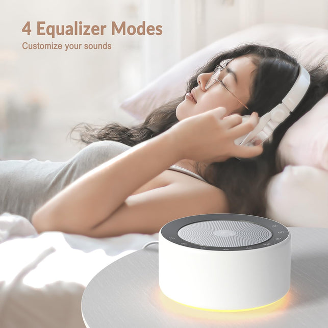 White Noise Machine with 30 High Fidelity Soundtracks, 7 Colors Night Lights, Full Touch Metal Grille and Buttons, Timer and Memory Features, Plug In, Sound Machine for Baby, Adults