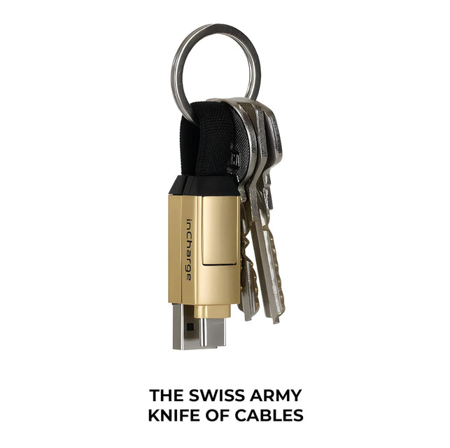 Rolling Square Incharge 6 - Keychain USB C Charger Cable, Lightning Cable and Micro-Usb for Smartphone, Universal Cable Charger 6 in 1, USB Plug, 15W, Gray