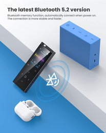128GB MP3 Player - Music Player with Bluetooth 5.2 Hifi Sound Shuffle Single Loop FM Radio Built-In HD Speaker Voice Recorder Mini Design Ideal for Sport (Earphones Included)