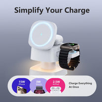 【2026 Upgraded】4 in 1 Wireless Charger, 3 in 1 Wireless Charging Station with Night Light for Magsafe Charger, 15W Magnetic Travel Stand for Iphone17/Air/Pro/Max/16/15/14/13/12, Apple Iwatch, Airpods
