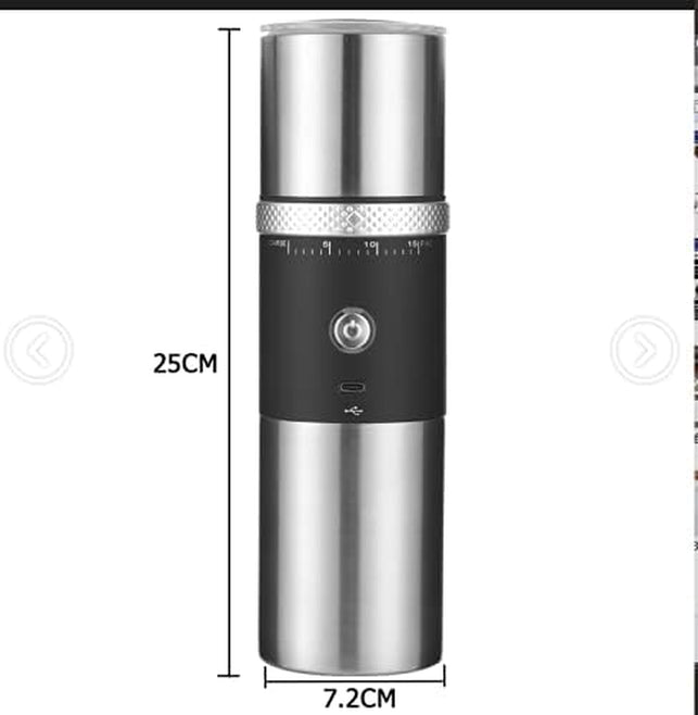 Electric Conical Burr Coffee Grinder Battery Portable Cordless Rechargeable Espresso Coffee Bean Grinder Travel Coffee Maker with 15 Fine to Coarse Grind Settings for Home Use (Black)