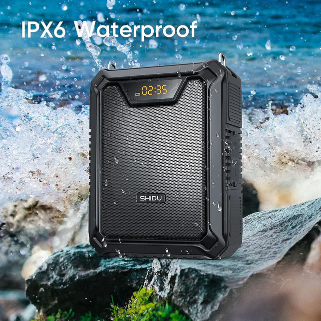 SHIDU 30W Voice Amplifier with Wireless Microphone, IPX6 Waterproof Amplifier Wireless & Wired Microphone Bluetooth Speaker Personal Megaphone for Teachers Meeting Speech Outdoors-M1000