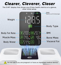 GE Smart Body Weight Scale, with 8-In-1 Display for BMI Body Fat Muscle Mass, Digital Bathroom Bluetooth Scale, 14 Composition Analyzer for Health Monitoring, 11.8", Accurate 400Lb Weighing, White
