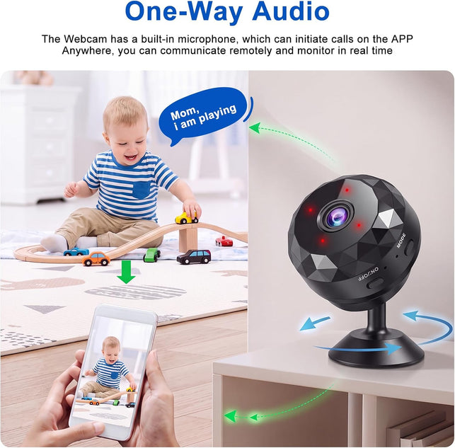 Mini Hidden Camera 1080P Full HD Hidden Camera Portable Small Nanny Cam with Night Vision and Motion Detection - Built-In Battery - 1-Way Audio Covert Security Camera for Home/Office/Indoor/Outdoor
