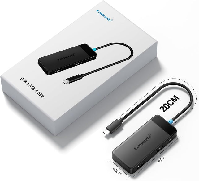 Lemorele 6-In-1 USB C Docking Station Monitor with Dual HDMI 4K30Hz Display