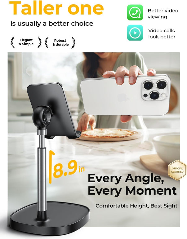 LISEN Cell Phone Stand Phone Holder for Desk Recording Office, Women Office Desk Accessories Gifts PC Gaming Essentials Iphone Stand Gadgets Fit Otterbox Case Switch Ipad Air Tablet 4-10 In