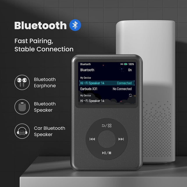 Y1 Mp3 Player with Bluetooth 128G Innioasis Version Upgrade Portable Mini Hifi Sound Bluetooth Walkman Digital Music Player 2.4" Screen Nice 2025 Black