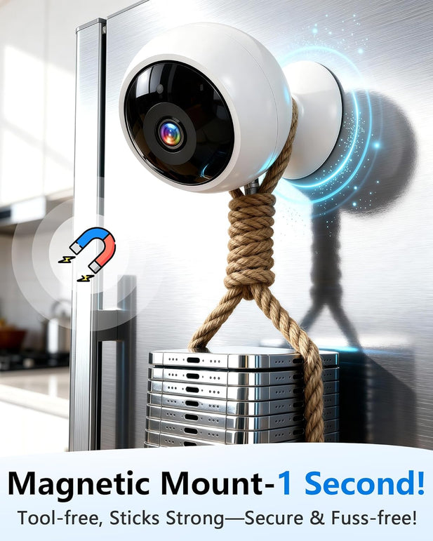 Security Camera Outdoor Wireless Indoor 2K Magnetic, Wifi Battery Powered, Motion Detection, 2-Way Talk, Color Night Vision, Waterproof