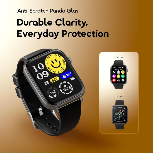 Oraimo Watch 6N Smart Watch, 1.83" HD Touch Screen, AI Watch Faces, Heart Rate & Spo2 Monitor, 7-Day Battery, IP68 Waterproof, 100 Workout Modes, Wireless HD Calling, Anti-Scratch Glass, IOS & Android