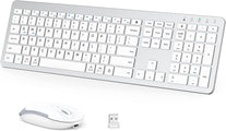 Iclever GK08 Wireless Keyboard and Mouse - Rechargeable, Ergonomic, Quiet, Full Size Design with Number Pad, 2.4G Stable Connection Slim Mac Keyboard and Mouse for Windows Mac OS Computer
