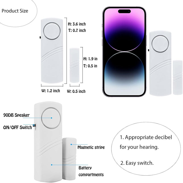 Door Window Alarm, 90DB Door Alarms for Kids Safety, Door Window Burglar Alarm-Window Pool Alarms for Home (15 Pack)