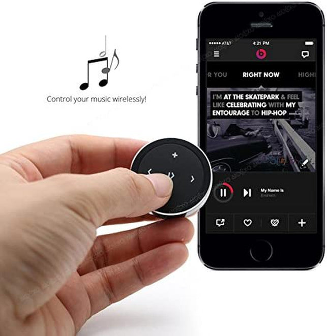 Wireless Bluetooth Media Button Remote Selfie Control Car Motorcycle Steering Wheel Music for Iphone or Android with Mount