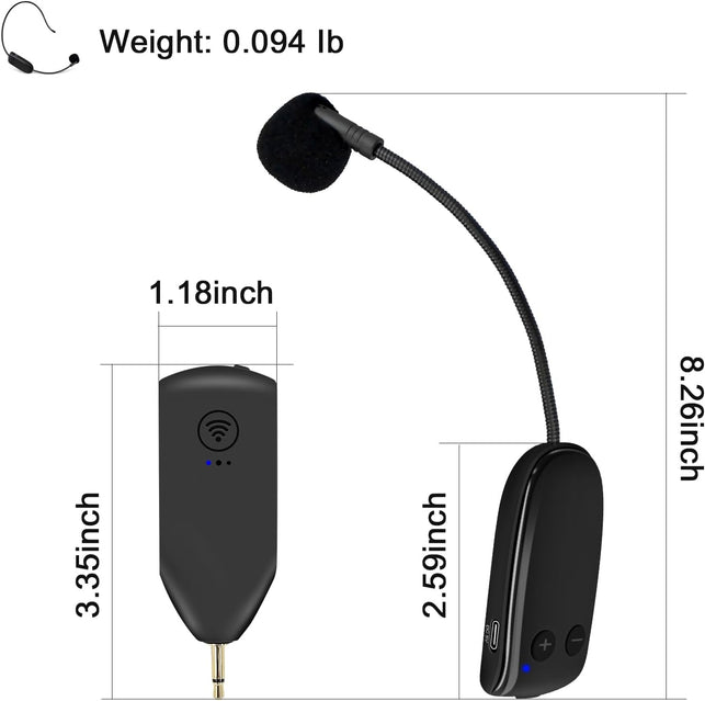 ZOWEETEK Wireless Microphone Headset,Uhf Headset Mic System,165Ft Range,Support Voice Amplifier,Pa System,Power Amplifier Etc,Suitable for Teacher,Yoga and Fitness Instructor,Training,Lecturers