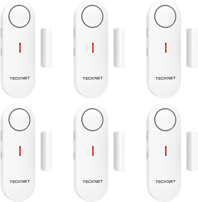 TECKNET Door Alarms for Kids Safety, Window Alarm Pool Alarms Door Alarm for Home Security, 2-In-1 Alarm & Chime, 3-Level Volume Control, Wireless Alarm for House Hotel Cars Sheds Caravans (6 Pack)