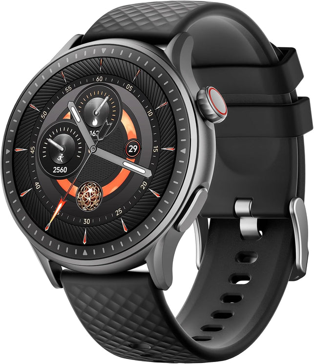 GTR3 Aura Smart Watch Black, 1.43” AMOLED HD Display, Bluetooth Calling, Remote Camera Control, Voice Assistance, Compatible with Android/Ios, 100+ Sports Modes, Waterproof 3 ATM.