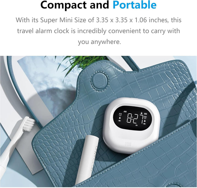 Vibrating Alarm Clock for Heavy Sleepers, Rechargeable Battery Operated Bed Shaker under Pillow, Vibration Adjustable, Wireless,Dual Alarms,Backlight Travel Portable Digital Clock for Hearing-Impaired