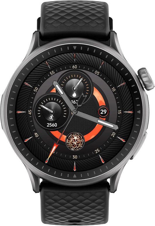 GTR3 Aura Smart Watch Black, 1.43” AMOLED HD Display, Bluetooth Calling, Remote Camera Control, Voice Assistance, Compatible with Android/Ios, 100+ Sports Modes, Waterproof 3 ATM.