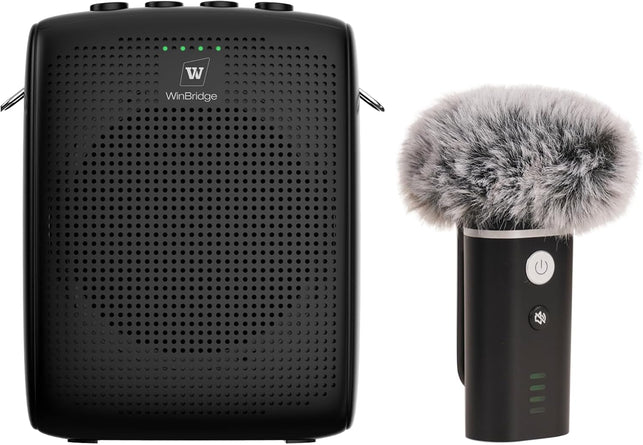 Winbridge WB006 Upgraded Wireless Voice Amplifier – Bluetooth Lapel Microphone with Speaker, Windproof Foam Compact & Portable, Clip-On Mic, Mini Megaphone for Teachers Presenters, Tour Guides