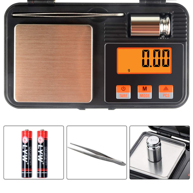 Digital Scale, Lan Sheng 200G X 0.01G Gram Scale with Pocket Size, 50G Calibration Weight,6 Units Conversion, LCD Back-Lit Display, Use for Jewelry/Gold/Food/Powder/Spice(Battery Included)