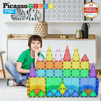 Picassotiles 60 Piece Set 60Pcs Magnet Building Tiles Clear Magnetic 3D Building Blocks Construction Playboards - Creativity beyond Imagination, Inspirational, Recreational, Educational, Conventional