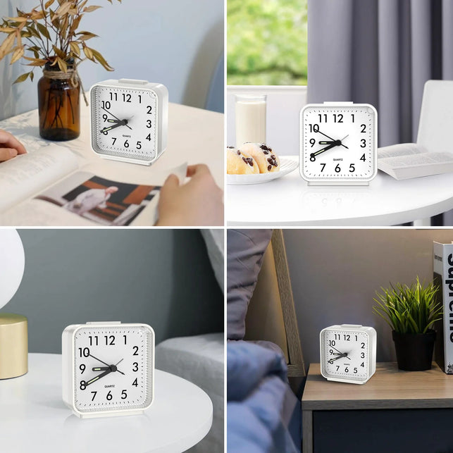 ORIA Analog Alarm Clock Bedside Alarm Clock Classic Small Clock Portable Children Desk Despertador 4 Colors for Home Travel