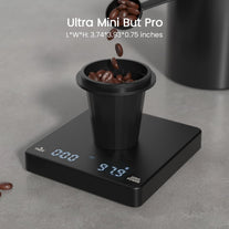 Mini Coffee Scale with Timer, Maestri House Rechargeable Espresso Scale, 2Kg/0.1G Accurate Scale for Espresso and Pour-Over Coffee, Portable Digital Kitchen Scale with Automatic Timing-Black