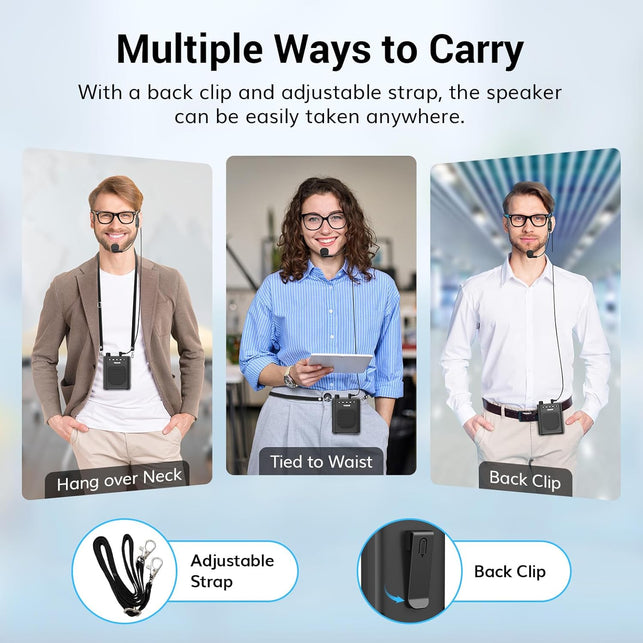 TONOR Voice Amplifier for Teachers, 15W Bluetooth Voice Amplifier with Wireless Headset Mic, Portable Megaphone Speaker Rechargeable PA System 82Ft for Teaching, Speaking, Fitness Instructors K11