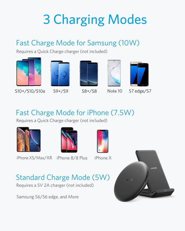 Anker Wireless Chargers Bundle, Powerwave Pad & Stand Upgraded, Qi-Certified, Fast Charging Iphone 12, 12 Mini, 12 Pro, Max, SE, 11, 11 Pro, 11 Pro Max, Xs Max, Galaxy S20, Note 10 (No AC Adapter)