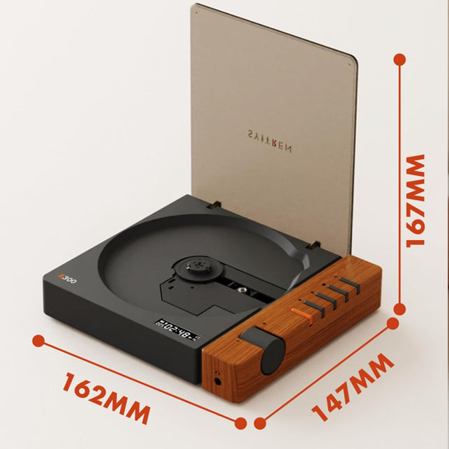 R300 CD Player Portable Bluetooth Desktop Retro CD Players for Home,Without Speakers, Rechargeble Battery Small Compact Vintage CD Player,Spdif Out,Brown