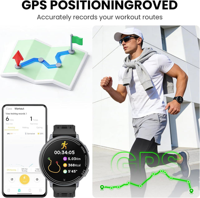 Smart Watch for Men Women Built in GPS,100+ Sports Modes Smartwatch with 1.39" HD Screen,Bluetooth Answer/Make Call,2026 New Smart Watch Health Fitness Tracker,Compatible with Android & Ios（Black）