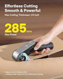 HOTO Edgeflow Electric Cardboard Cutter, Premium USB-C Rechargeable Cordless Electric Scissors, Titanium Blade & LED Display, Tool-Free Blade Swap & Self-Sharpening, for Cardboard Box, Carpet, Leather