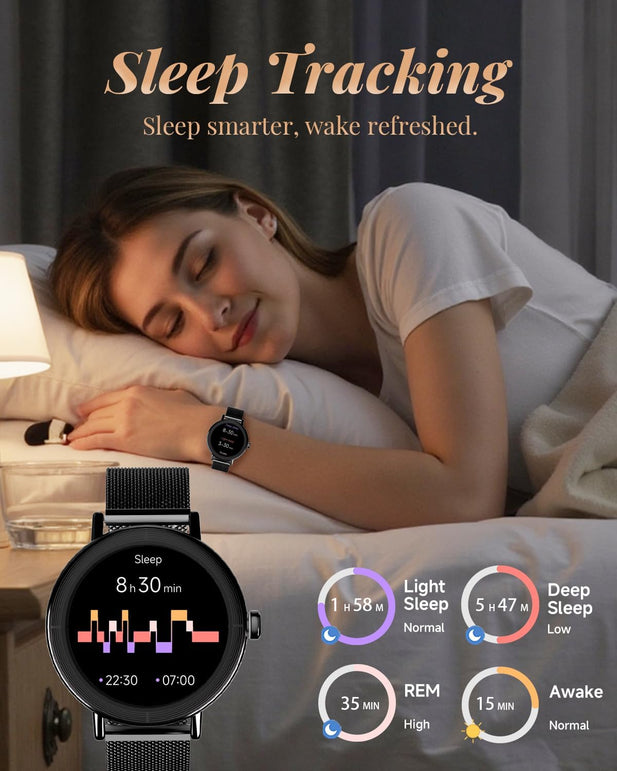 TOOBUR Smart Watch for Men Women, Fitness Tracker for Android & Ios, Black